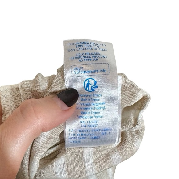 Saint James x Jenni Kayne Rue Drop Shoulder Linen Long Sleeve Tee Oatmeal Stripe - Picture 14 of 14